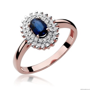 Pierścionek W303 Szafir 0,70ct różowe złoto