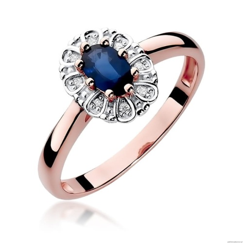 Pierścionek W304 Szafir 0,70ct różowe złoto