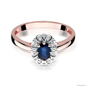 Pierścionek W304 Szafir 0,70ct różowe złoto
