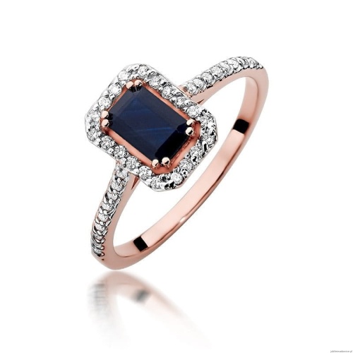 Pierścionek W403 Szafir 0,60ct różowe złoto