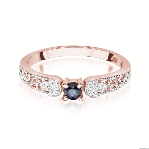 Pierścionek W411 Szafir 0,10ct różowe złoto