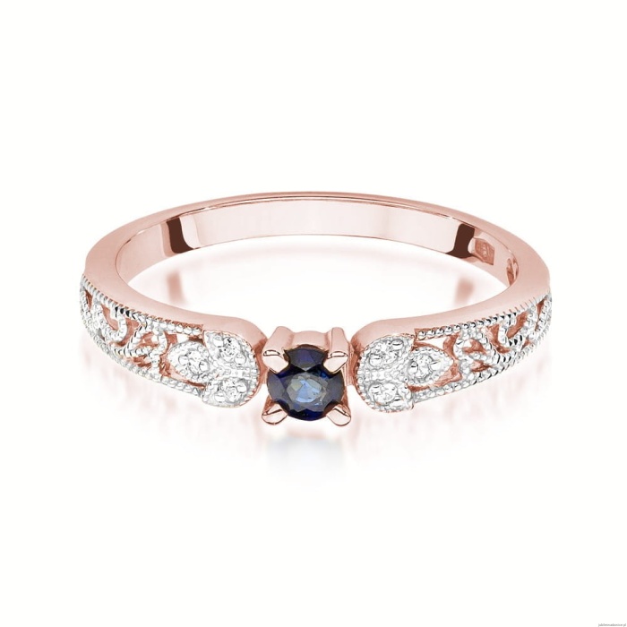 Pierścionek W411 Szafir 0,10ct różowe złoto