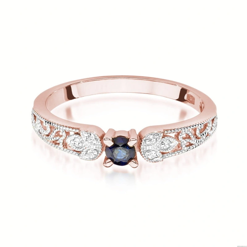 Pierścionek W411 Szafir 0,10ct różowe złoto