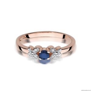 Pierścionek W414 Szafir 0,15ct różowe złoto