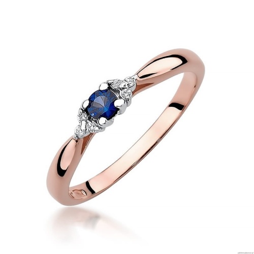Pierścionek W428 Szafir 0,15ct różowe złoto
