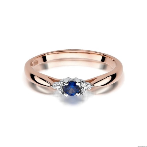 Pierścionek W428 Szafir 0,15ct różowe złoto