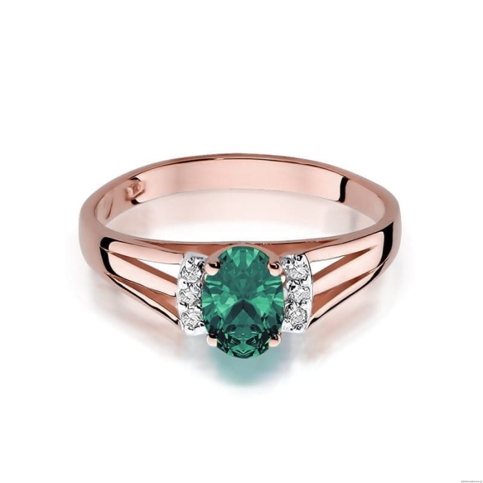 Pierścionek W005 Szmaragd 0,40ct różowe złoto