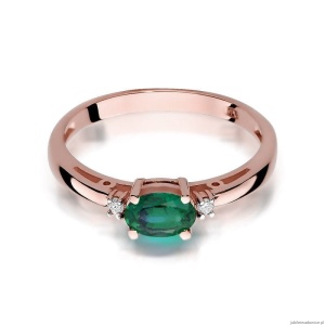 Pierścionek W006 Szmaragd 0,40ct różowe złoto