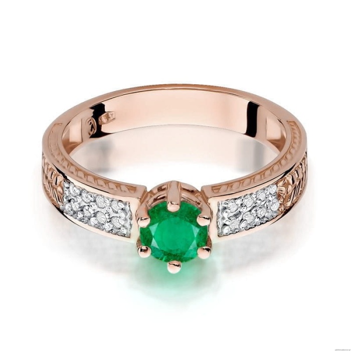 Pierścionek W075 Szmaragd 0,50ct różowe złoto