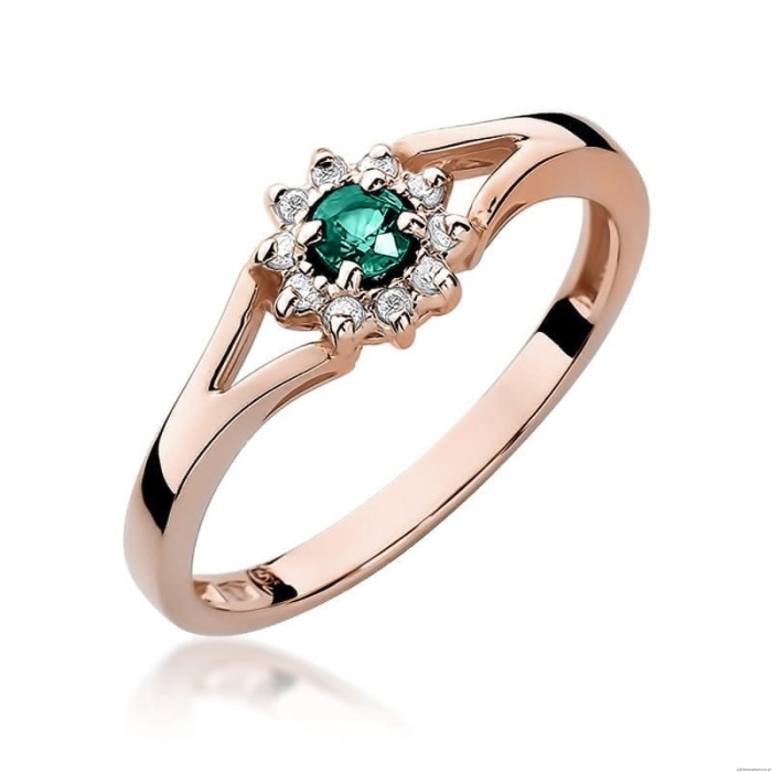 Pierścionek W185 Szmaragd 0,15ct różowe złoto