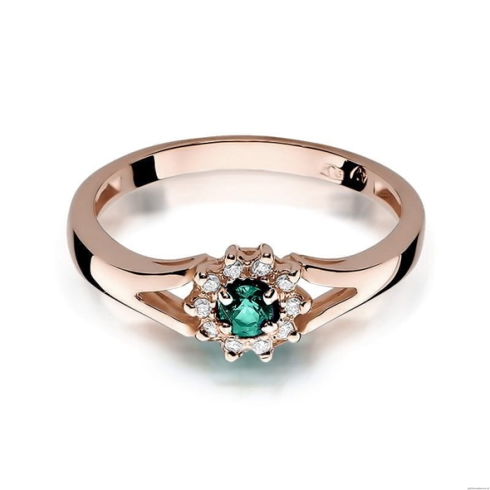 Pierścionek W185 Szmaragd 0,15ct różowe złoto