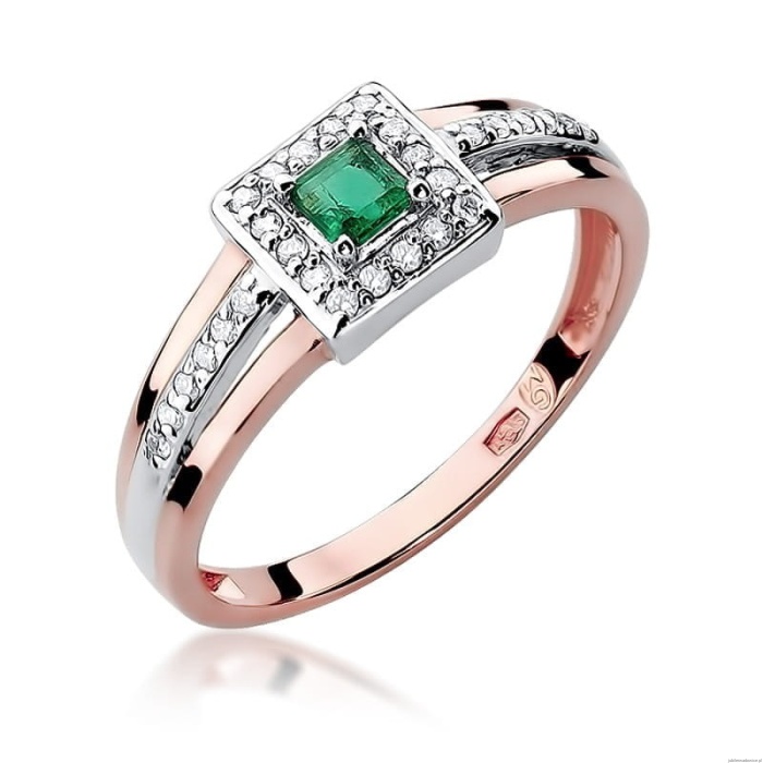 Pierścionek W271 Szmaragd 0,15ct różowe złoto