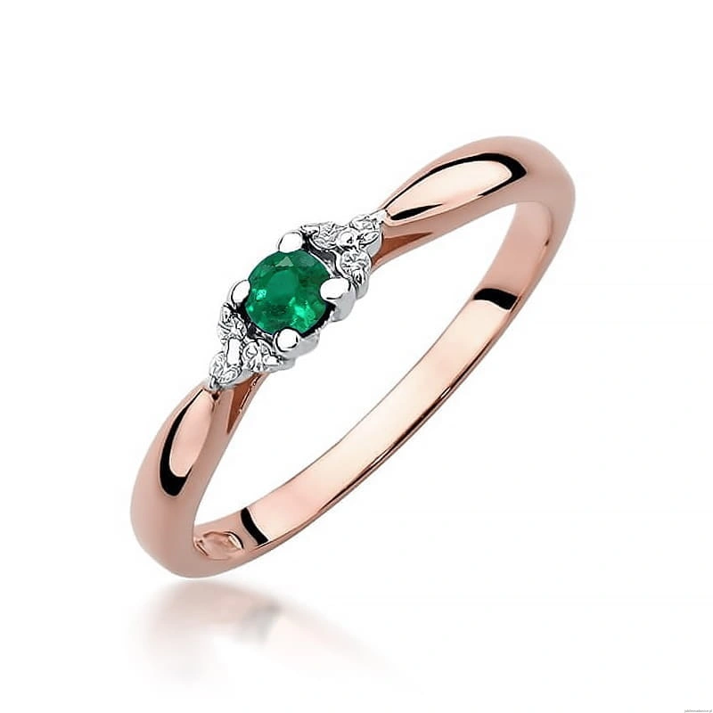 Pierścionek W428 Szmaragd 0,15ct różowe złoto