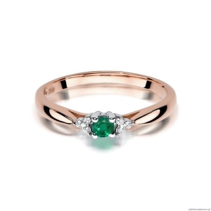 Pierścionek W428 Szmaragd 0,15ct różowe złoto