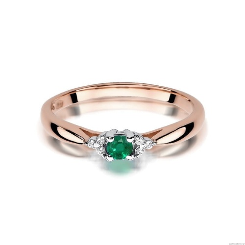 Pierścionek W428 Szmaragd 0,15ct różowe złoto