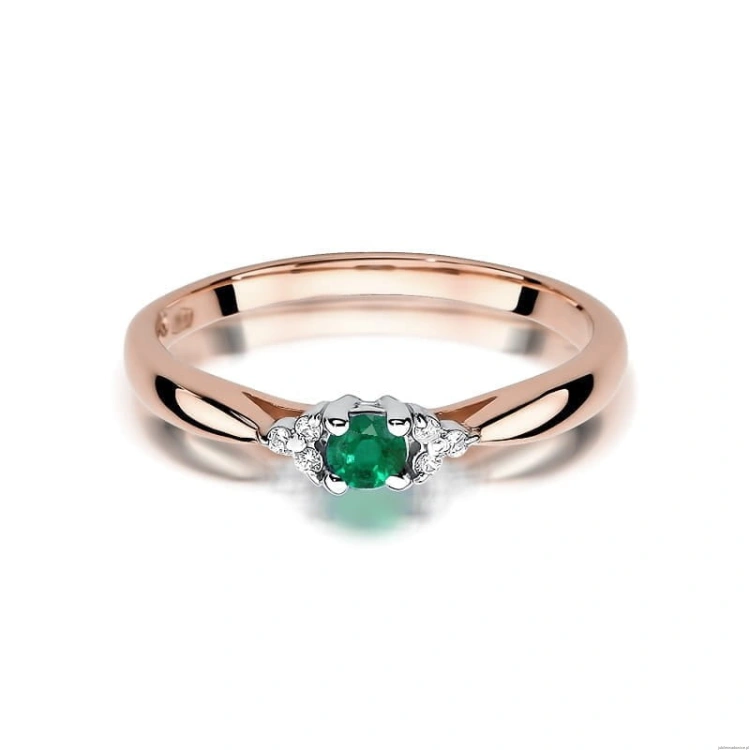 Pierścionek W428 Szmaragd 0,15ct różowe złoto