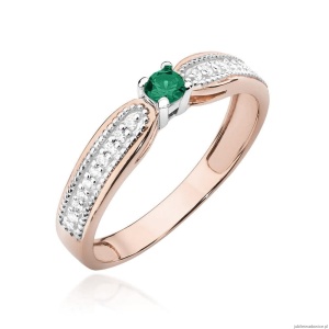 Pierścionek W449 Szmaragd 0,15ct różowe złoto