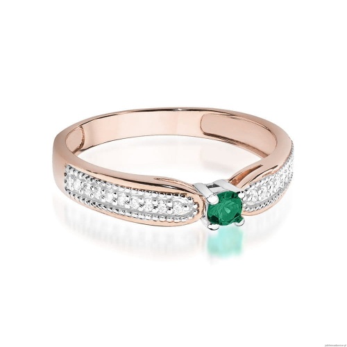 Pierścionek W449 Szmaragd 0,15ct różowe złoto
