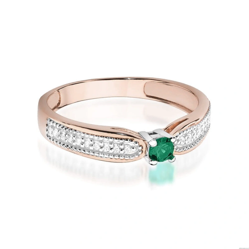 Pierścionek W449 Szmaragd 0,15ct różowe złoto