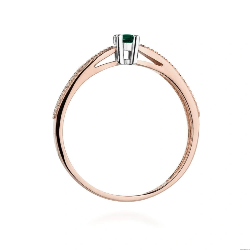 Pierścionek W449 Szmaragd 0,15ct różowe złoto