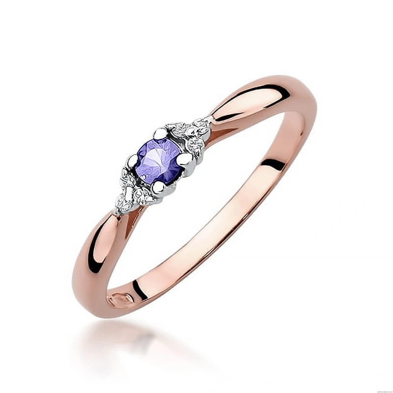 Pierścionek W428 Tanzanit 0,15ct różowe złoto
