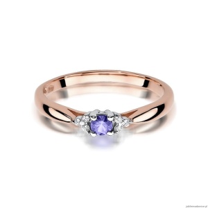 Pierścionek W428 Tanzanit 0,15ct różowe złoto