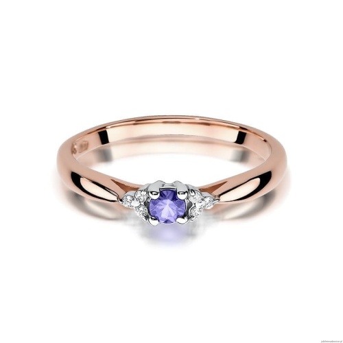 Pierścionek W428 Tanzanit 0,15ct różowe złoto