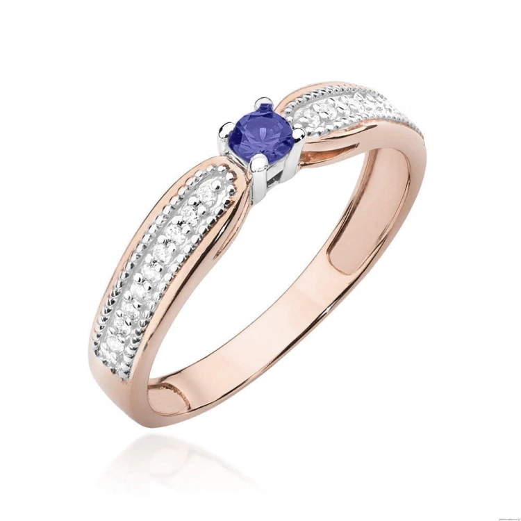 Pierścionek W449 Tanzanit 0,15ct różowe złoto