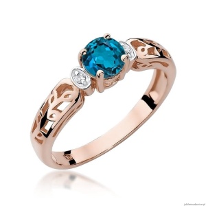 Pierścionek W014 Topaz London Blue 0,50ct różowe złoto