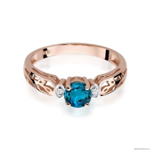 Pierścionek W014 Topaz London Blue 0,50ct różowe złoto