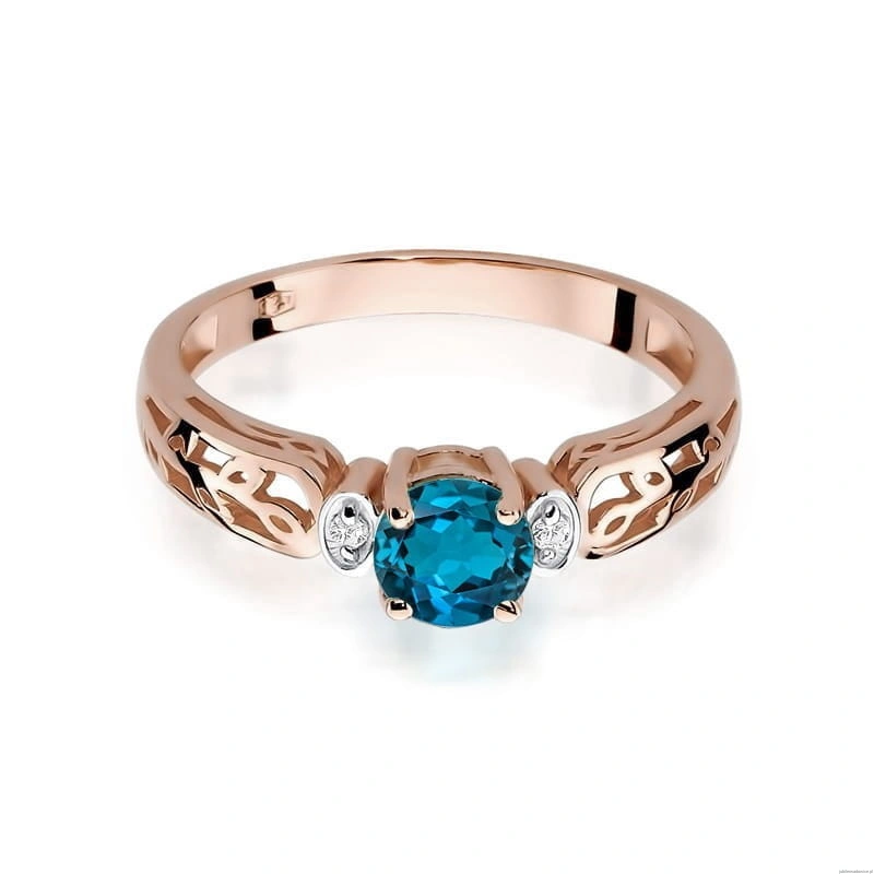 Pierścionek W014 Topaz London Blue 0,50ct różowe złoto