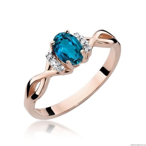 Pierścionek W019 Topaz London Blue 0,50ct różowe złoto