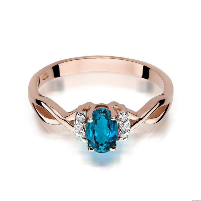 Pierścionek W019 Topaz London Blue 0,50ct różowe złoto