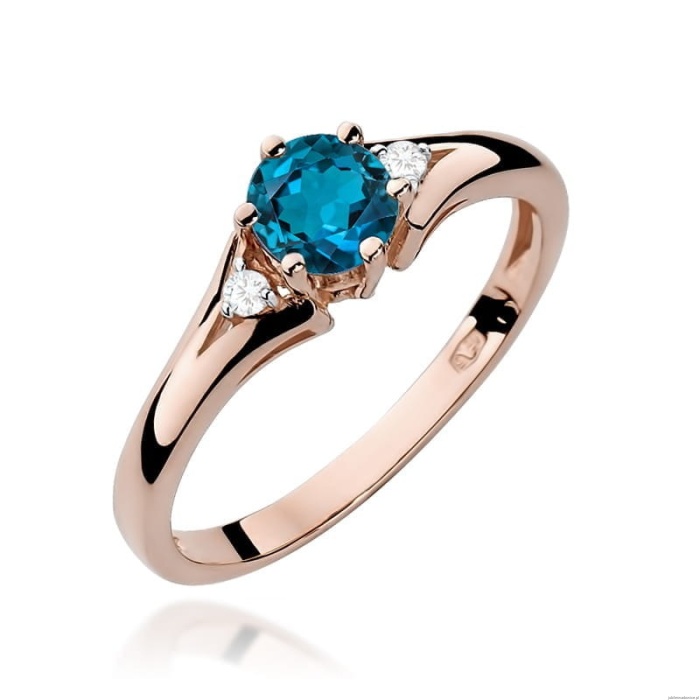 Pierścionek W0076 Topaz London Blue 0,50ct różowe złoto