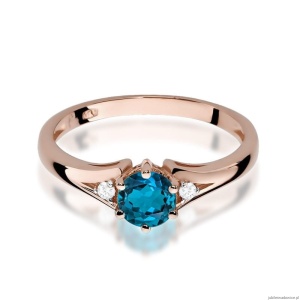 Pierścionek W0076 Topaz London Blue 0,50ct różowe złoto