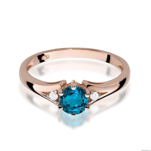 Pierścionek W0076 Topaz London Blue 0,50ct różowe złoto