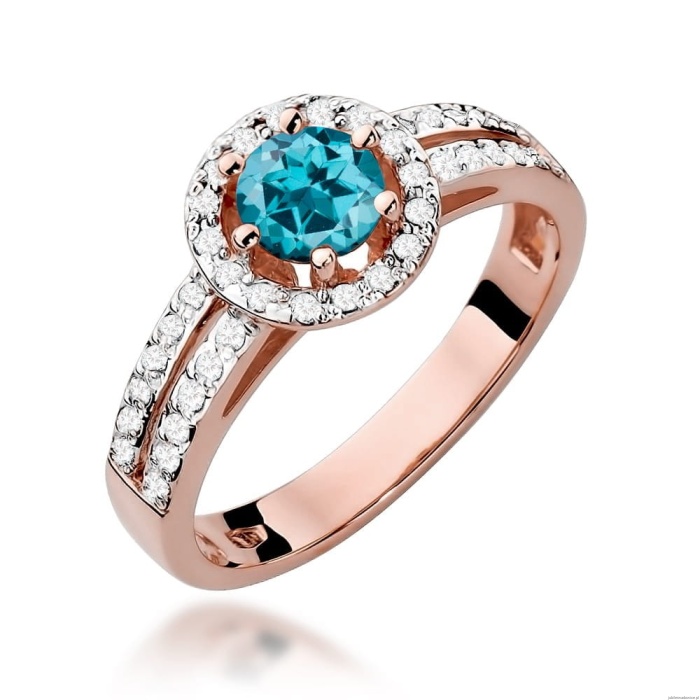 Pierścionek W087 Topaz London Blue 0,50ct różowe złoto