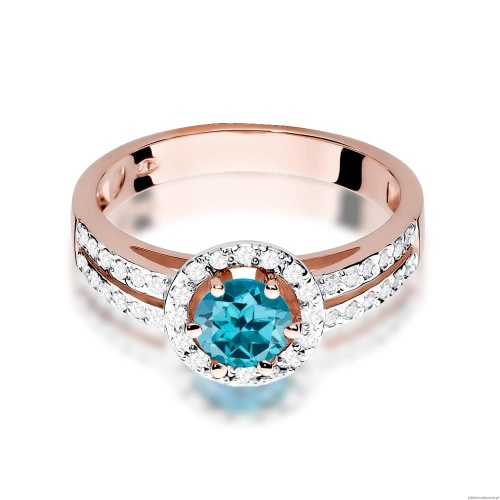 Pierścionek W087 Topaz London Blue 0,50ct różowe złoto