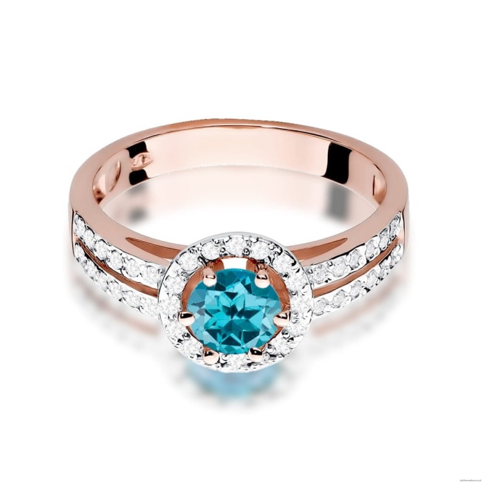 Pierścionek W087 Topaz London Blue 0,50ct różowe złoto