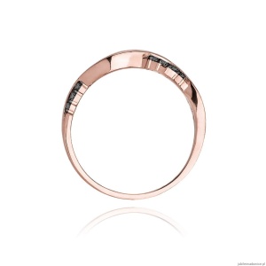 Pierścionek W096 z czarnymi diamentami różowe złoto