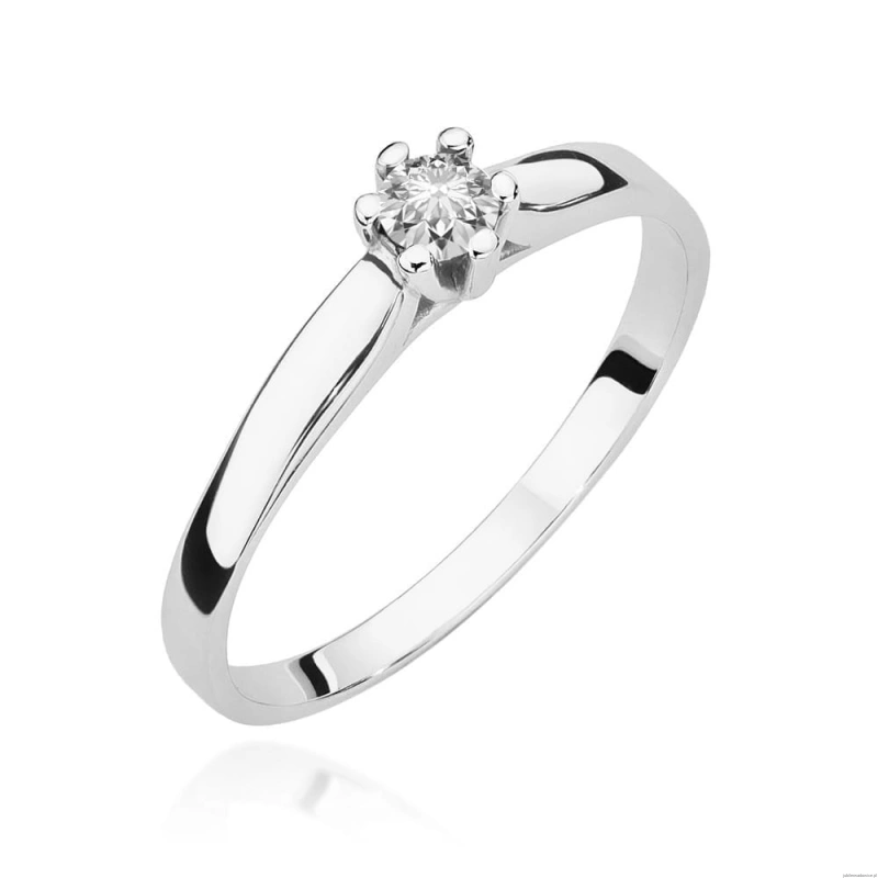 Pierścionek W222 Diament 0,15ct białe złoto