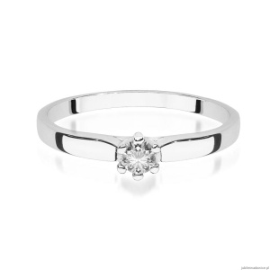 Pierścionek W222 Diament 0,15ct białe złoto