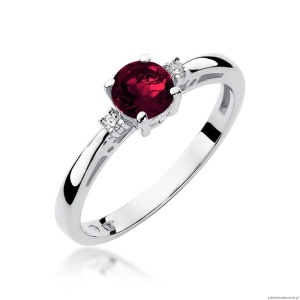 Pierścionek W010 Granat 0,60ct białe złoto