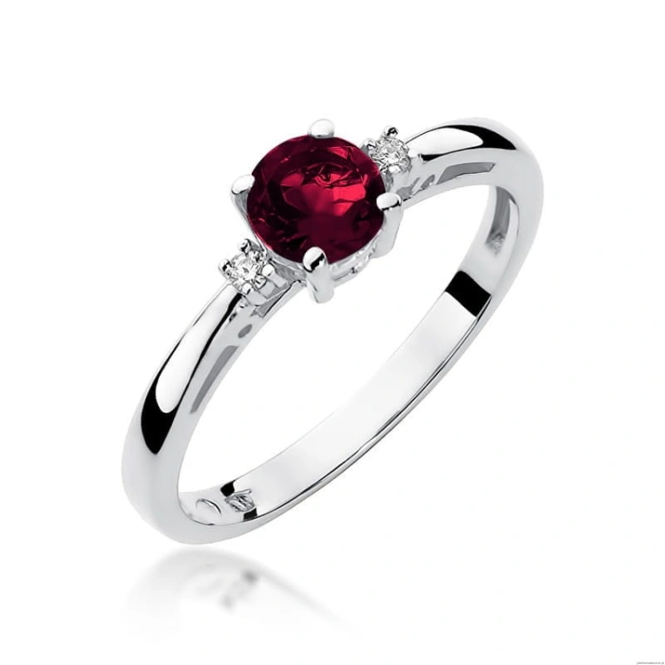 Pierścionek W010 Granat 0,60ct białe złoto