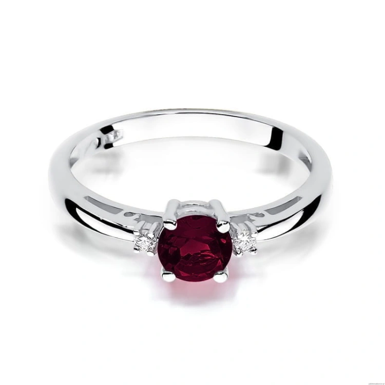 Pierścionek W010 Granat 0,60ct białe złoto