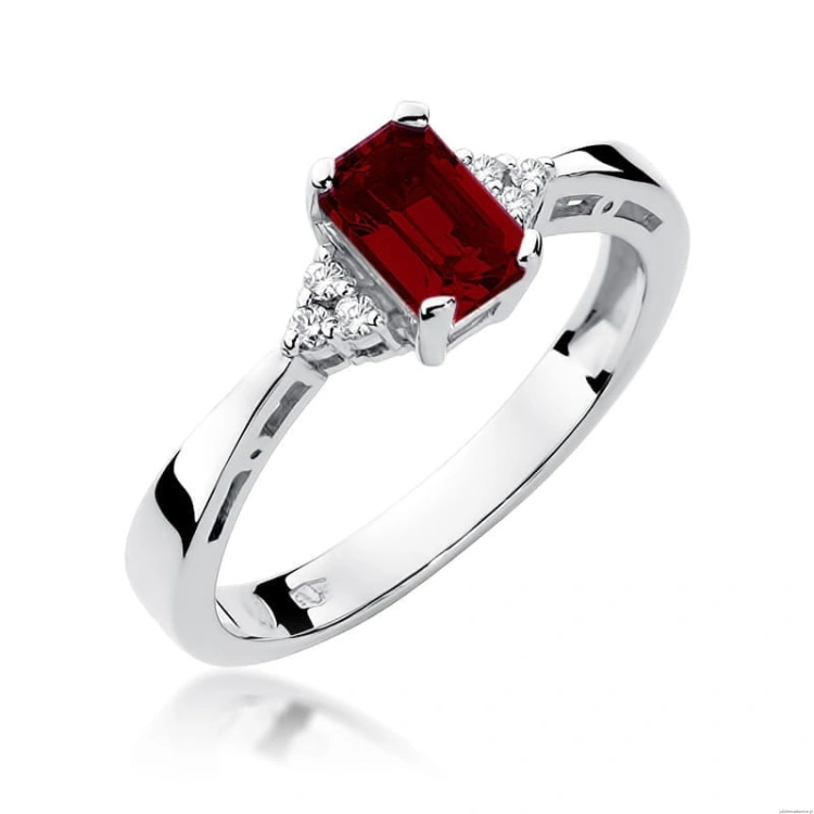 Pierścionek W002 Granat 0,70ct białe złoto
