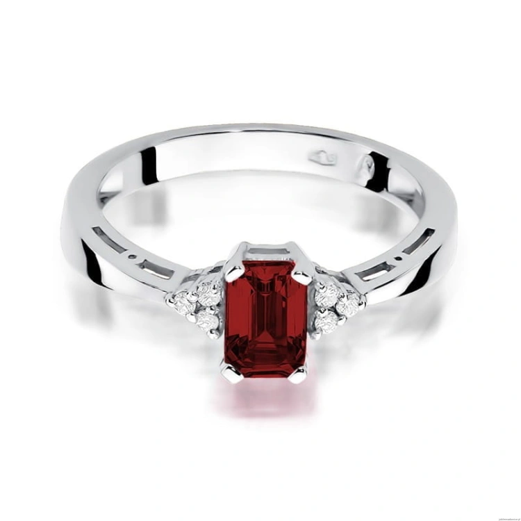 Pierścionek W002 Granat 0,70ct białe złoto