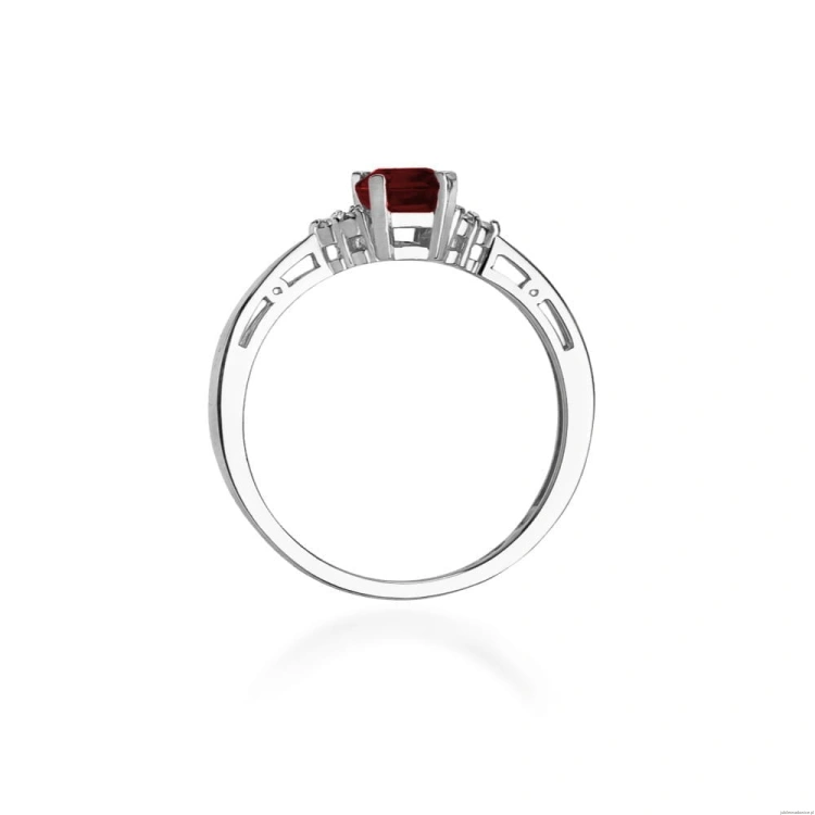 Pierścionek W002 Granat 0,70ct białe złoto
