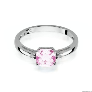 Pierścionek W003 Różowy Topaz 1,10ct białe złoto