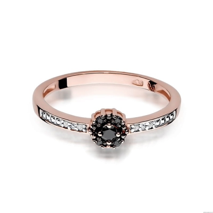 Pierścionek W091 Czarny Diament 0,02ct różowe złoto